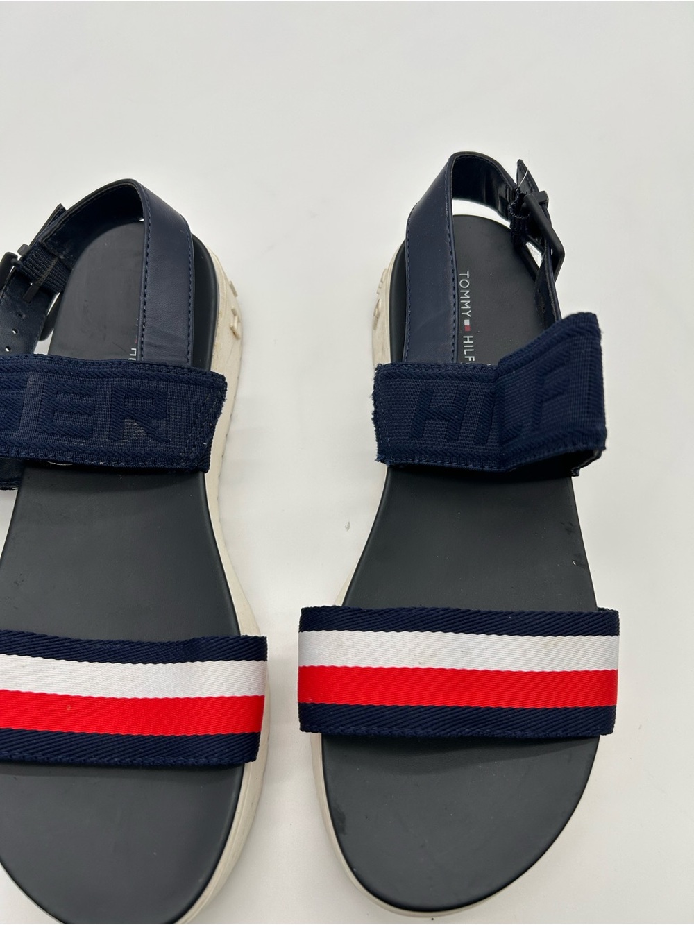 Tommy Hilfiger Navy, Red & White Striped Sport Sandals size 7.5
